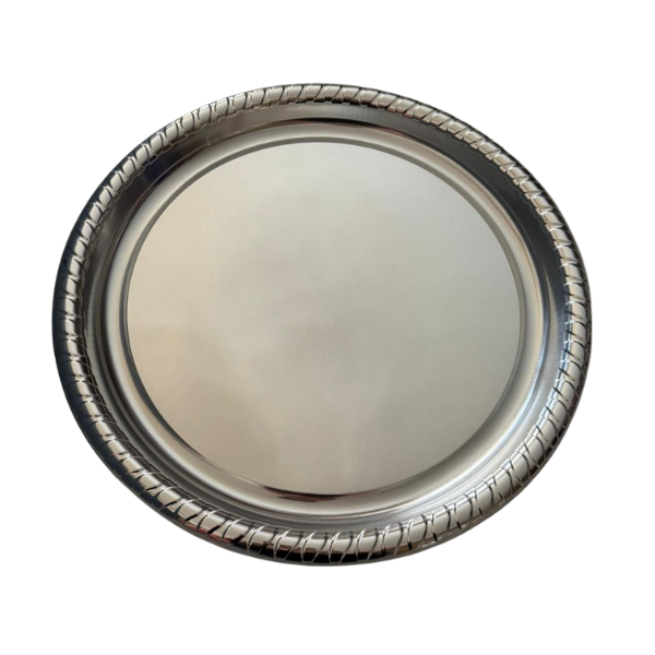 16" Round Tray- Metallic Silver