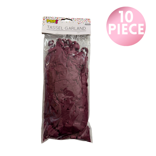 10 Piece Paper Tassel - Burgundy