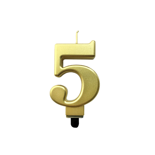 4in Gold Number Candle - 5