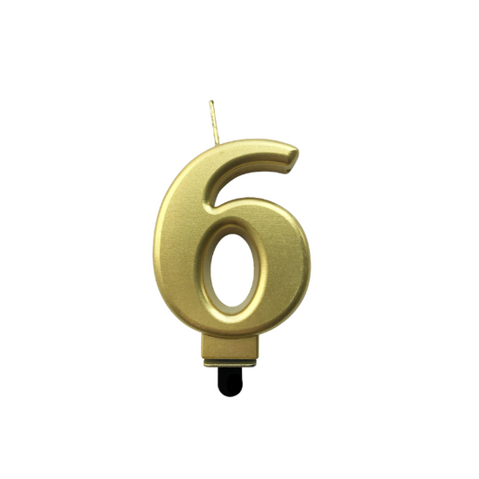 4in Gold Number Candle - 6