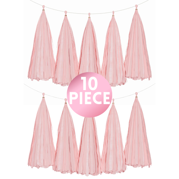 10 Piece Paper Tassel - Baby Pink