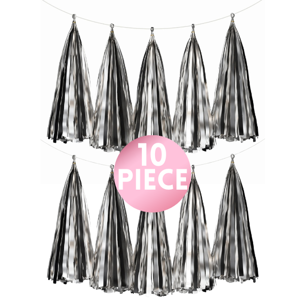 10 Piece Paper Tassel - Metallic Silver
