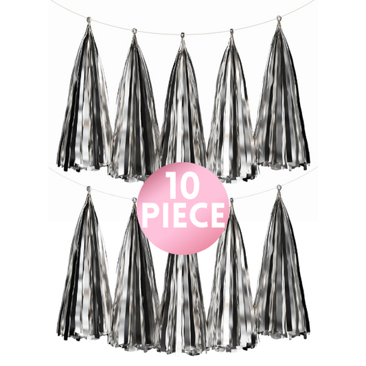 10 Piece Paper Tassel - Metallic Silver