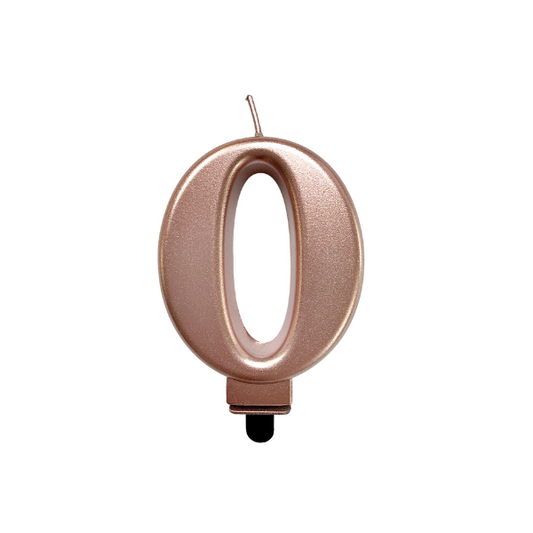 4in Rose Gold Number Candle - 0