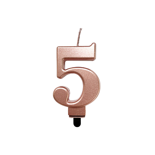 4in Rose Gold Number Candle - 5