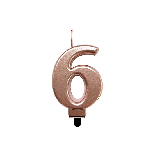 4in Rose Gold Number Candle - 6