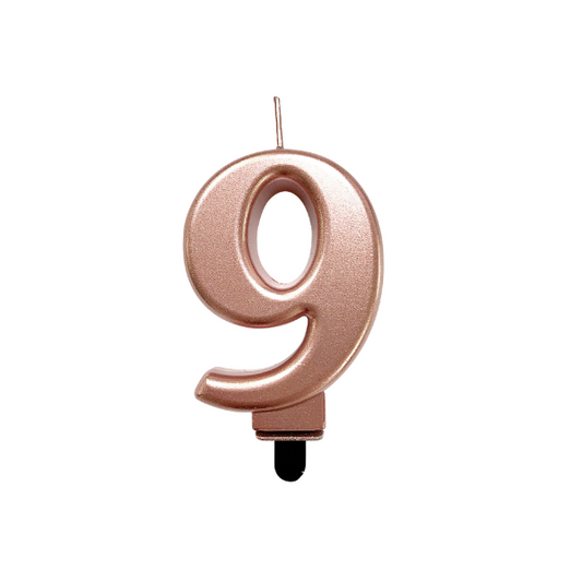 4in Rose Gold Number Candle - 9