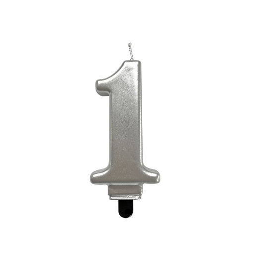 4in Silver Number Candle - 1