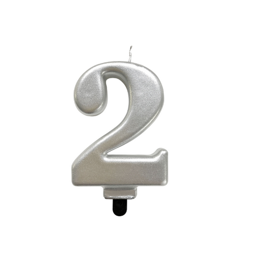 4in Silver Number Candle - 2