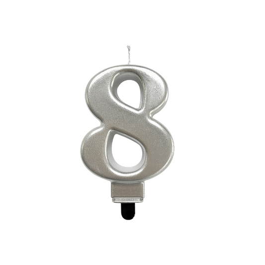4in Silver Number Candle - 8