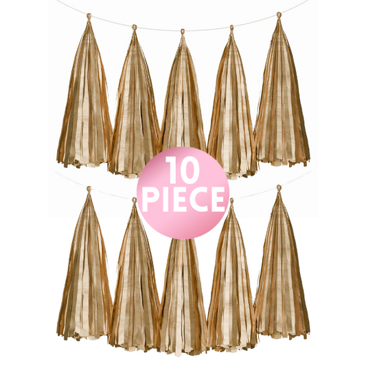 10 Piece Paper Tassel - Gold