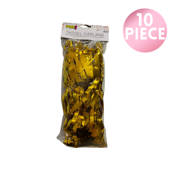 10 Piece Paper Tassel - Metallic Gold