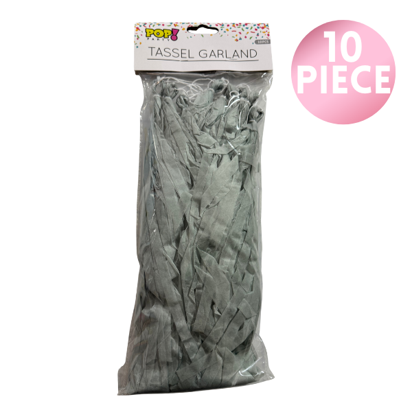 10 Piece Paper Tassel - Gray