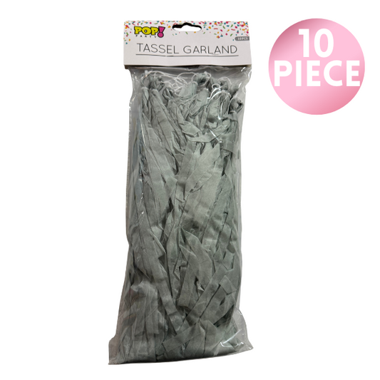 10 Piece Paper Tassel - Gray