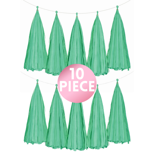 10 Piece Paper Tassel - Green