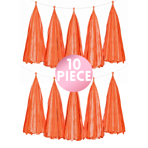10 Piece Paper Tassel - Orange