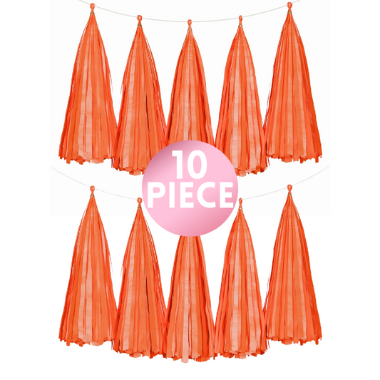 10 Piece Paper Tassel - Orange