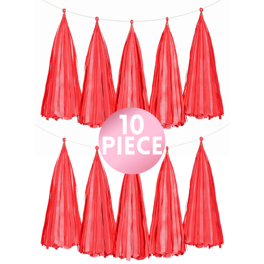 10 Piece Paper Tassel - Red