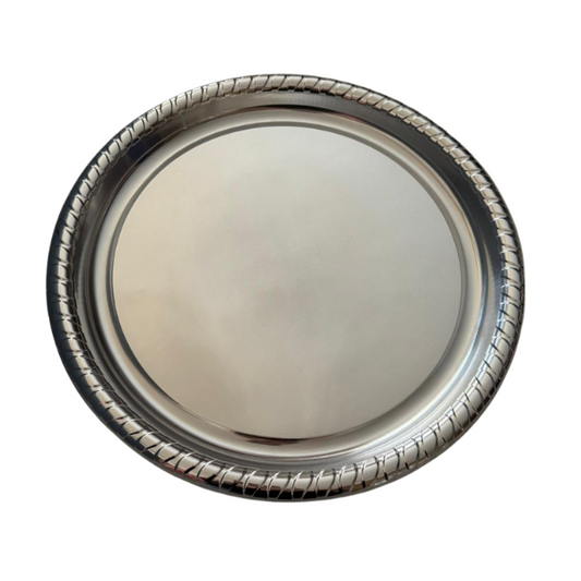 16" Round Tray- Metallic Silver