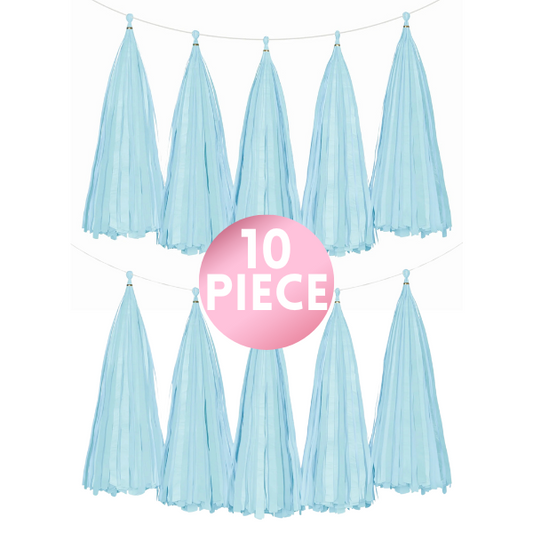 10 Piece Paper Tassel - Baby Blue