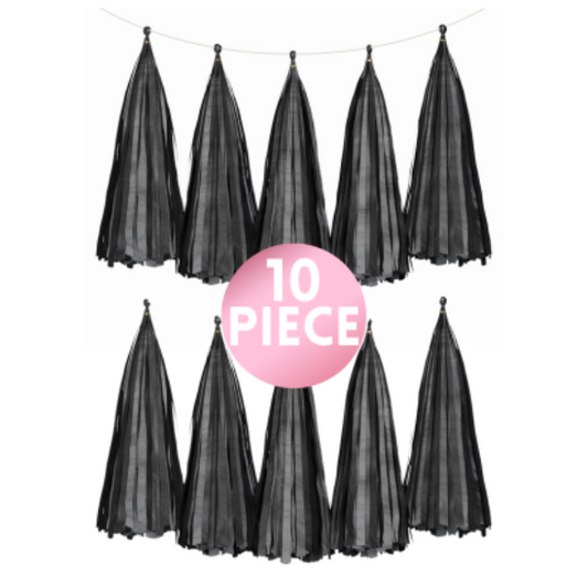 10 Piece Paper Tassel - Black