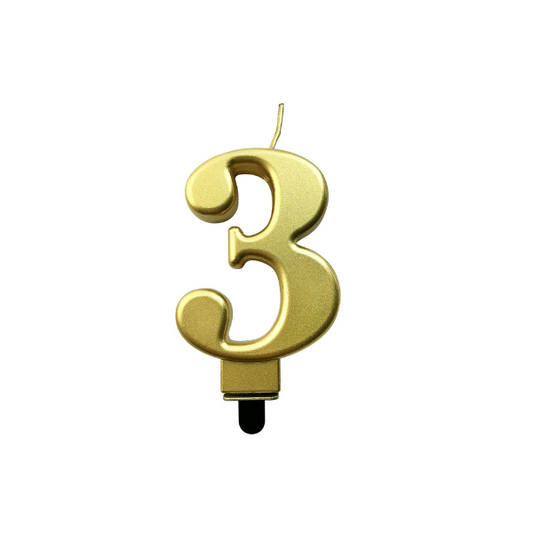 4in Gold Number Candle - 3