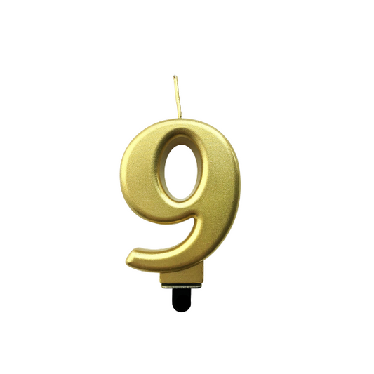 4in Gold Number Candle - 9