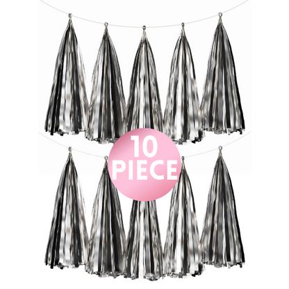 10 Piece Paper Tassel - Metallic Silver