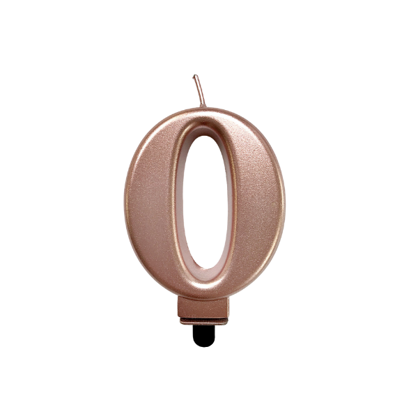 4in Rose Gold Number Candle - 0