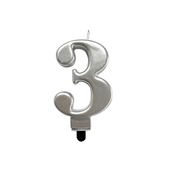 4in Silver Number Candle - 3