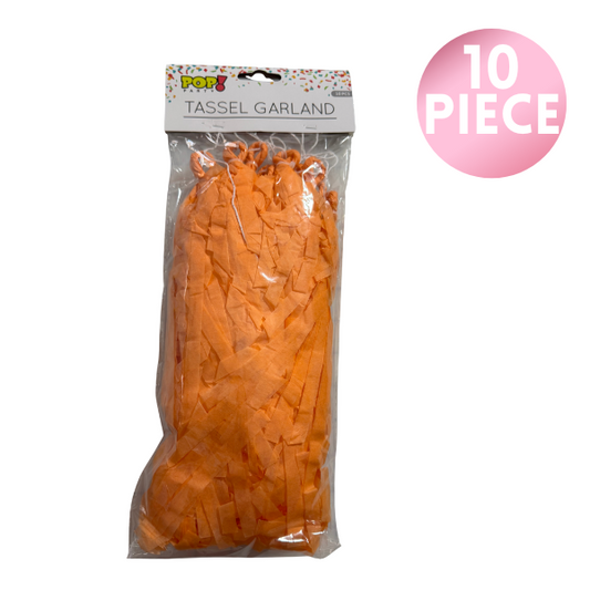 10 Piece Paper Tassel - Orange